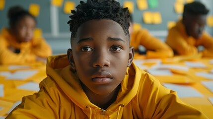 International Ideas Month. Focused man in a creative brainstorming session.