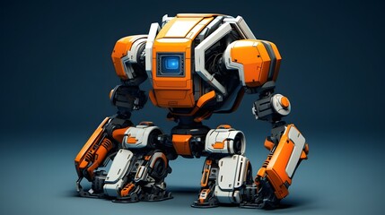 A futuristic robot made of interlocking cubic components showcasing a modern and innovative digital mechanical design with a geometric abstract and technological aesthetic