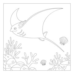 manta ray floating coloing page ,