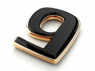 Elegant Black and Gold Number Nine on a Light Background