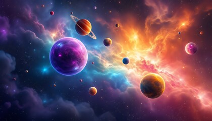 Vibrant Planets and Nebulae in the Cosmos