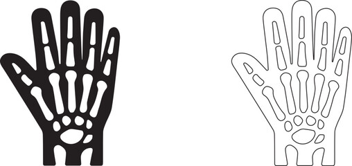Human hand bones.
Vector icon. Osteology sign.
