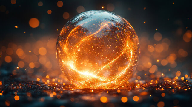 A glowing orb surrounded by vibrant energy streams against a minimalistic bright backdrop with blurred tones, creating an abstract and modern feel, offering a blank space for captions and text
