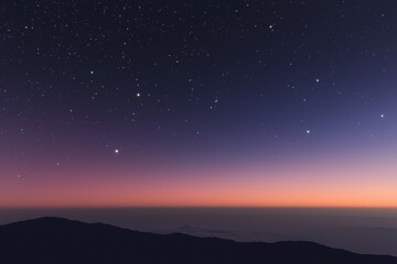 Galaxy Gradient: A space scene with a gradient of deep black transitioning to shades of purple, pink, and blue, dotted with stars