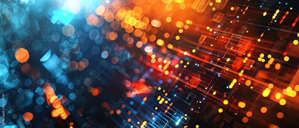 Canvas Prints futuristic abstract technology background featuring digital circuit patterns, glowing blue and purpl