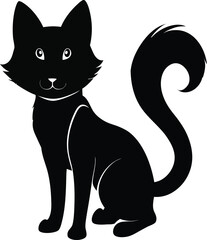 Cute cat silhouette art, cute cat art, cute cat vector art, black cat