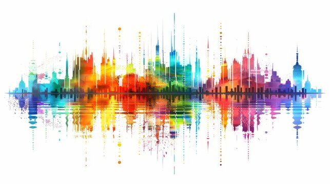 Artistic abstract scatter plot clipart featuring rainbow gradient on a white background