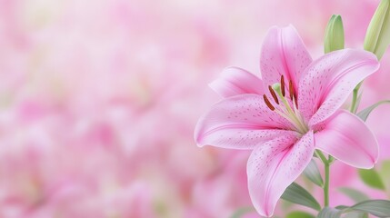 Fototapeta premium Closeup of a vibrant pink flower with lush green leaves in natural setting vivid