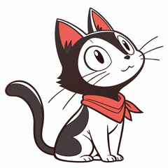 Black cat illustration, vector illustration, cartoon