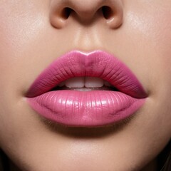 Fototapeta premium lips and pink rose A close eye snapshot