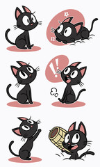 Black cat illustration, vector illustration, cartoon