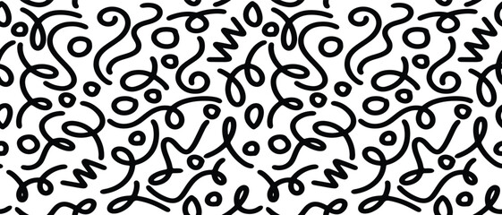 doodle sketch style simple childish scribble children trendy design seamless pattern creative minima