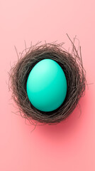 Easter eggs on the plate, nest over table background. pastel colors, flower, celebration. soft light, vertical wallpaper