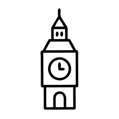 Obraz premium Clock tower icon in minimalist style representing historical architecture and timekeeping