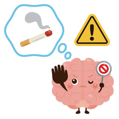 タバコ使用を拒否する脳のキャラクター