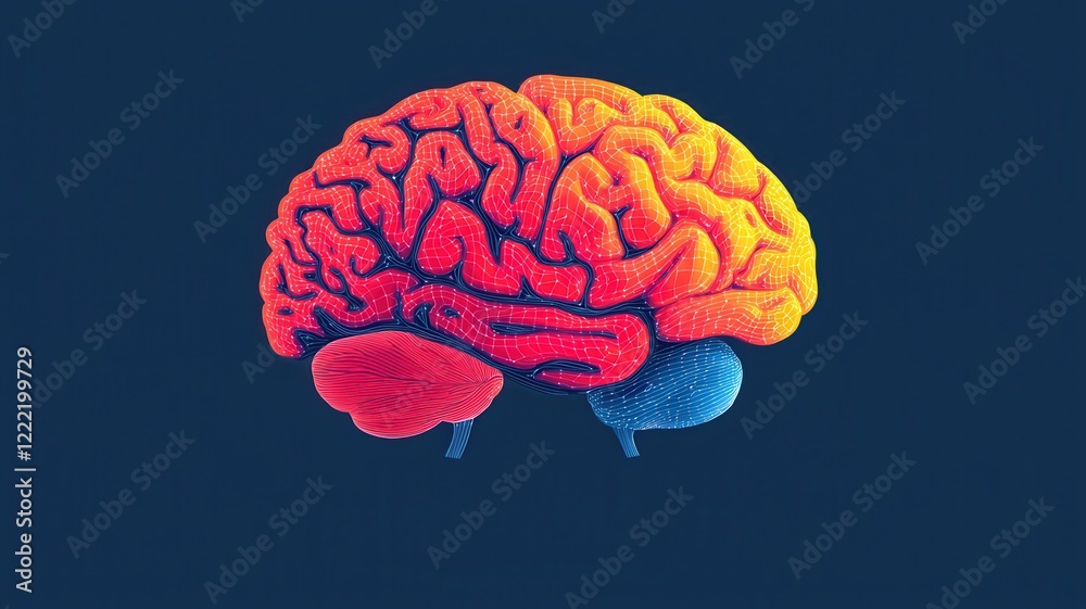 Poster exploring brain functionality science lab digital illustration abstract environment close-up viewpoi