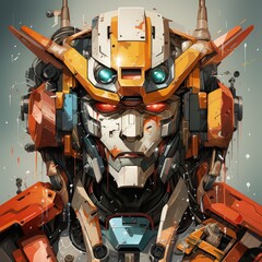 Abstract Suprematism Meets Robotics in a Modern Anime Style Illustration