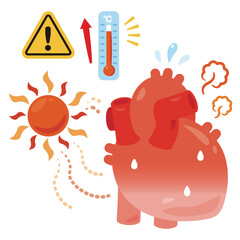 暑さでバテる心臓のイラスト