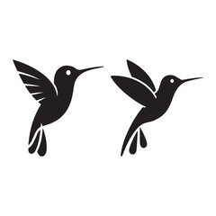 Graceful Black Outline Hummingbird in Flight
