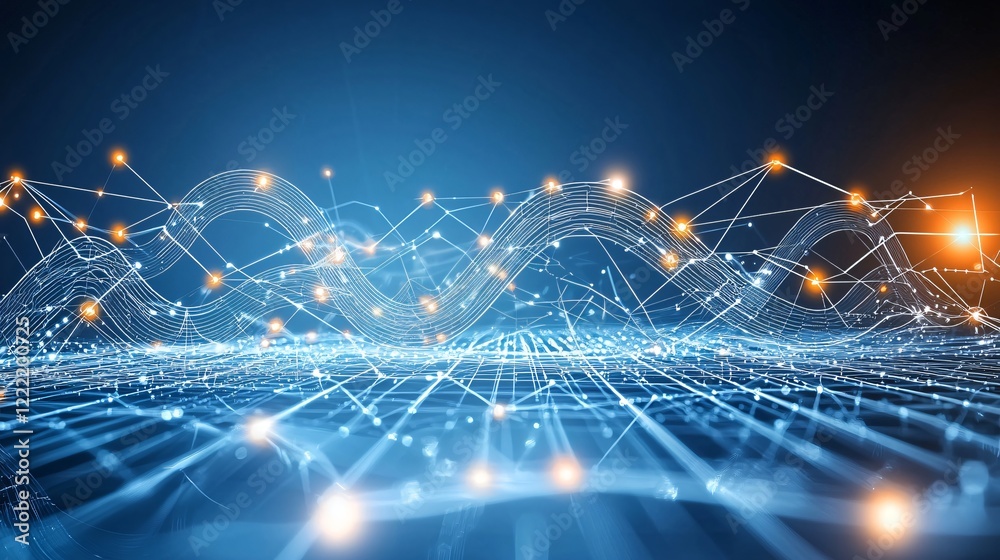 Sticker abstract digital network global connections data flow technology background futuristic concept