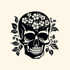 Wordless White Exlibris in Old-School Tattoo Style and Flat Design