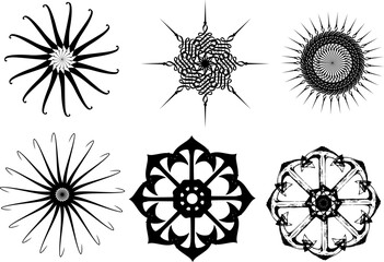 Obraz premium Set Of Black And White Mandala Vector Illustration, Mandala Vector Design Bundle, Mandala Vector Illustration Set 