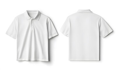 White polo shirt mockup, front and back views, isolated on white background. (2)