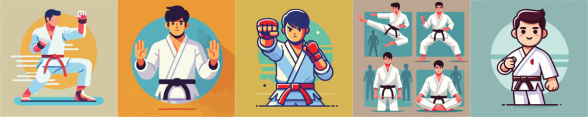 Vector collection of a martial arts athlete