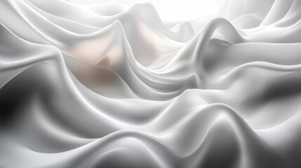 Fototapeta premium Abstract Fluid White Waves with Soft Light. Generative AI