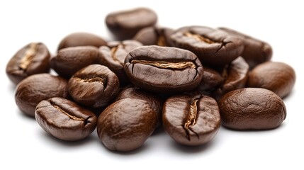 Naklejka premium Coffee Beans on White Surface