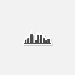 Obraz premium City skyline icon sticker isolated on gray background