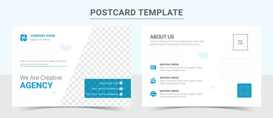Corporate business or marketing agency postcard template design or amazing and modern eddm postcard design template layout. Vector postcard design.