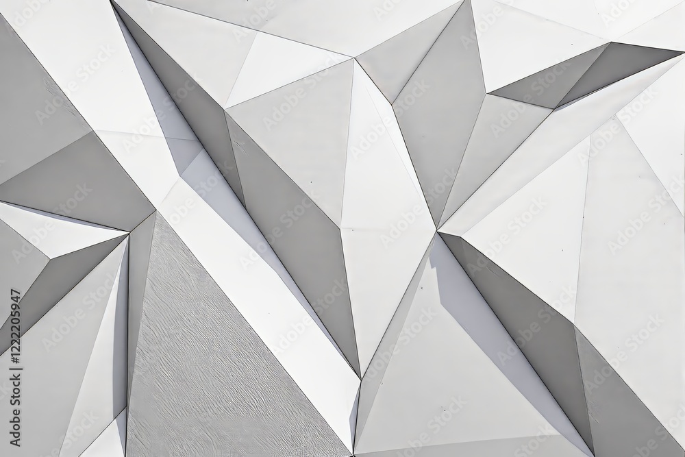 Poster Abstract geometric white background with sharp triangular shapes and shadows.