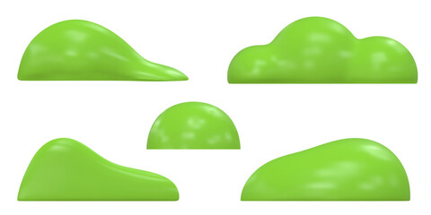 3d Grass hill isolated. Green hill for spring or summer design. 3d meadow render. Vector illustration