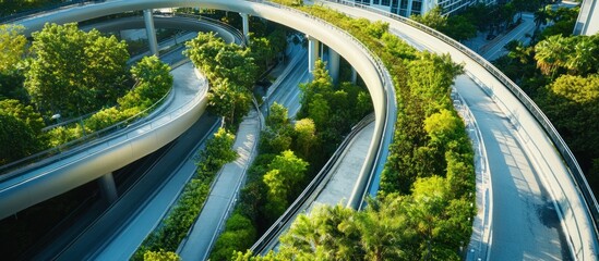 Aerial View of a Lush Green Elevated Roadway System