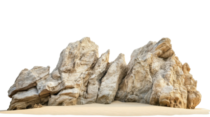 Realistic rock mountains stones on transparent background