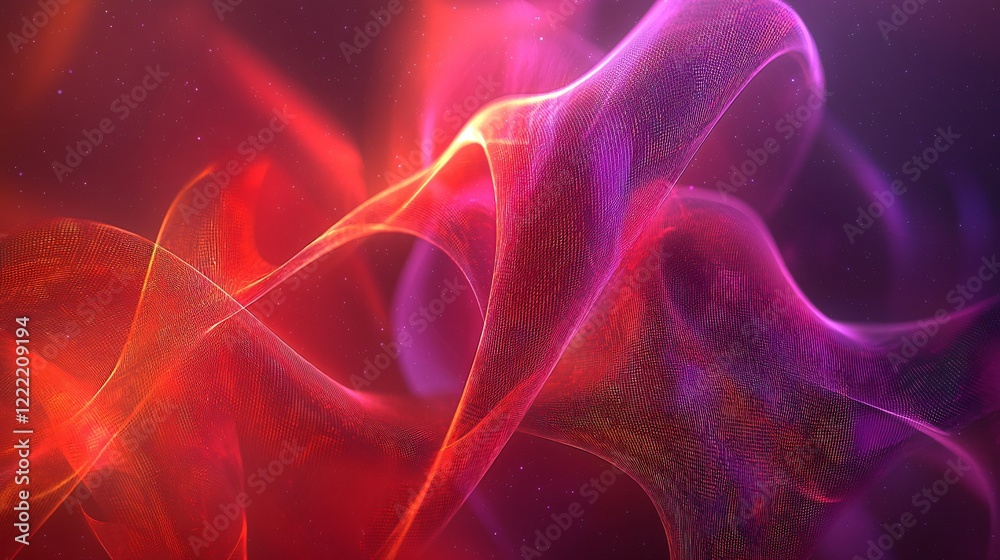 Poster abstract red and purple energy waves dynamic flowing motion background