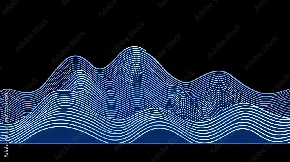 Sticker abstract blue wave lines pattern digital art background technology design modern graphic futuristic