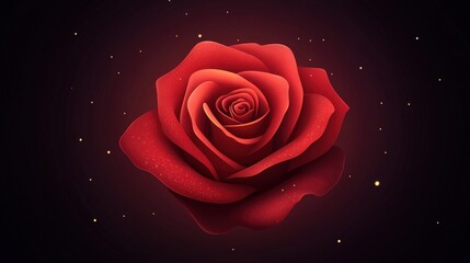 Vibrant Red Rose with Shimmering Effects on Dark Background for Romantic and Elegant Floral Designs