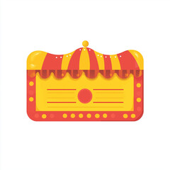 Naklejka premium Colorful carnival ticket with striped canopy