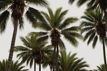 Palm trees growing under cloudy sky in tropical paradise