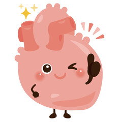 グッドサインを出す心臓のキャラクターイラスト