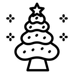 Christmas Tree line icon