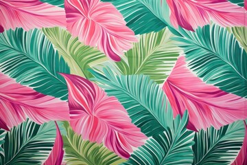 Naklejka premium Hawaiian palm leaf pattern plant green.