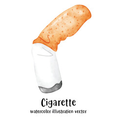 Fototapeta premium Cigarette, stop smoking, watercolor vector illustration 