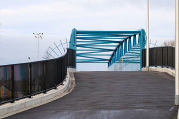 New bridge on recently completed Roseburn to the Union Canal Link pedestrian and cycle path in Edinburgh Scotland 