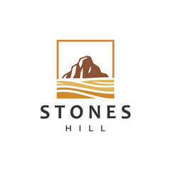 Desert logo vector illustration rock hills icon design big stone symbol