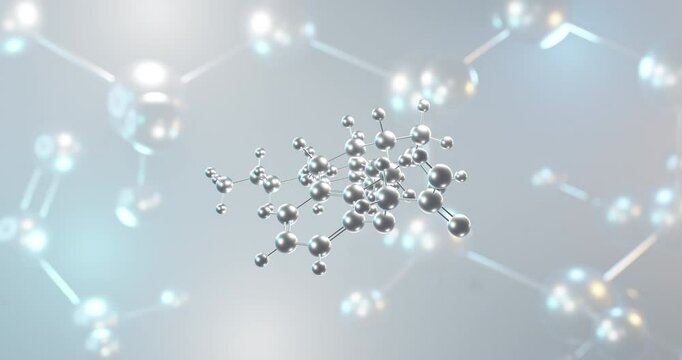 Treprostinil rotating 3d molecule, molecular structure of vasodilator, seamless video