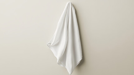 White kitchen towel, fabric napkin, tablecloth or handkerchief. Blank folded and hanging linen towels isolated on transparent background, vector realistic illustration