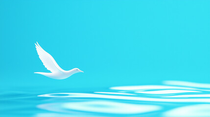 Obraz premium White Dove Flying Over Water: Symbol of Peace and Freedom